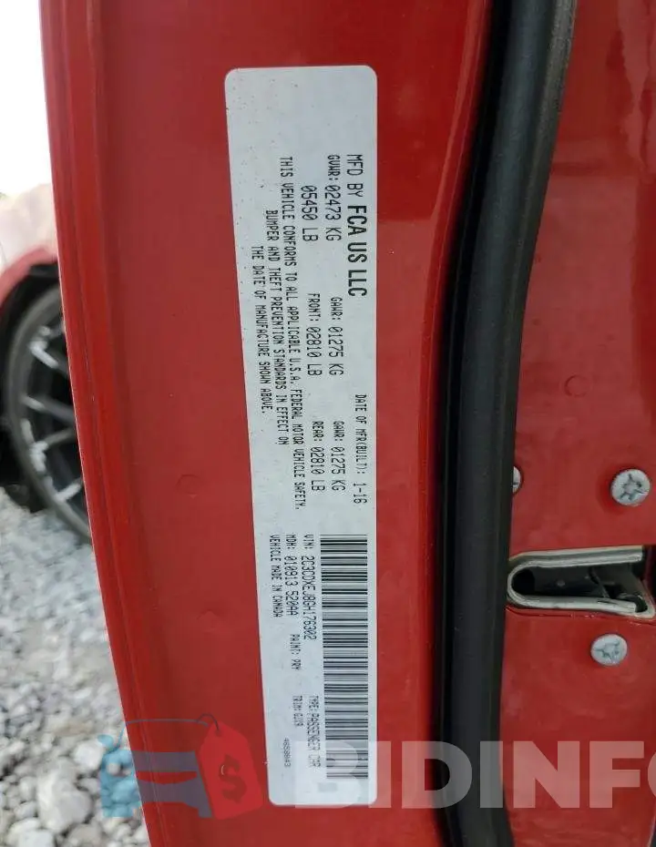 2C3CDXEJ8GH176302 Photo# 12