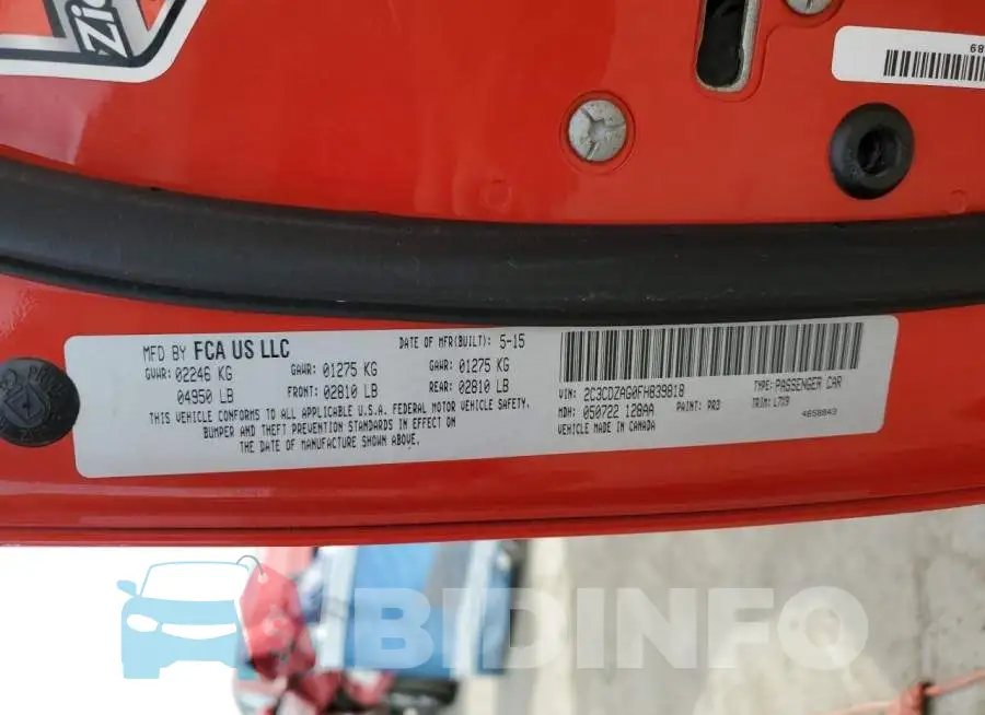 2C3CDZAG0FH839818 Photo# 12