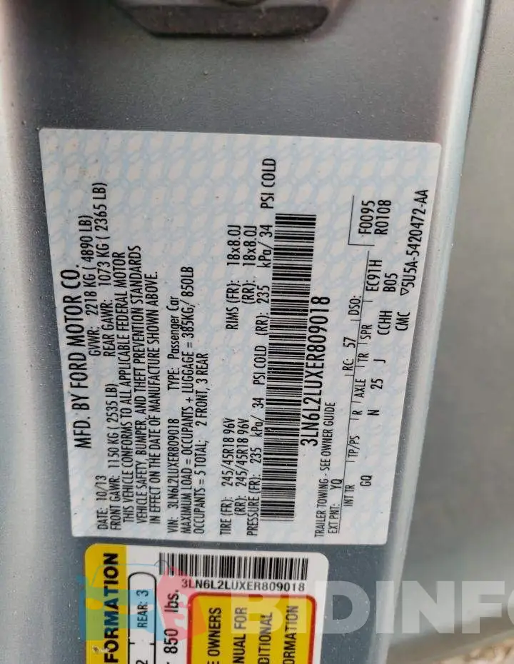 3LN6L2LUXER809018 Photo# 13