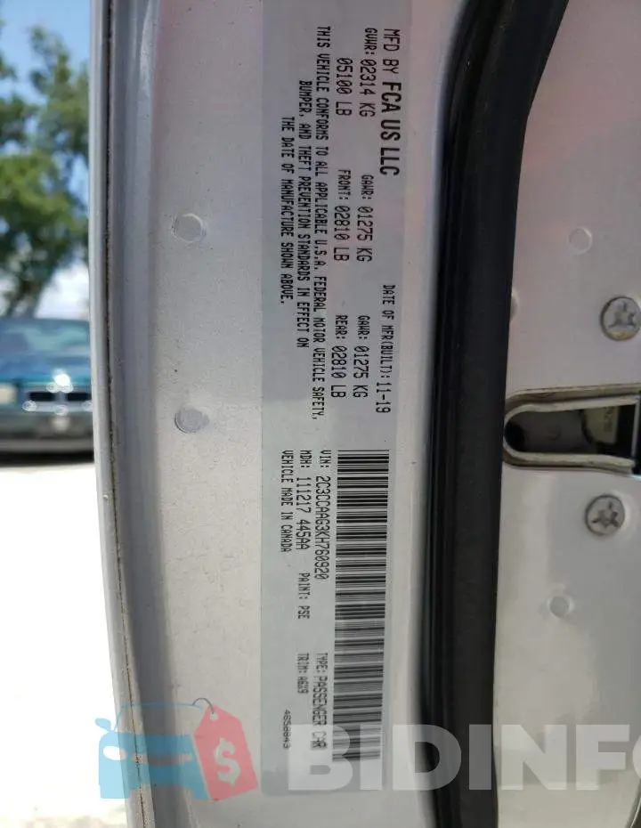 2C3CCAAG3KH760920 Photo# 12