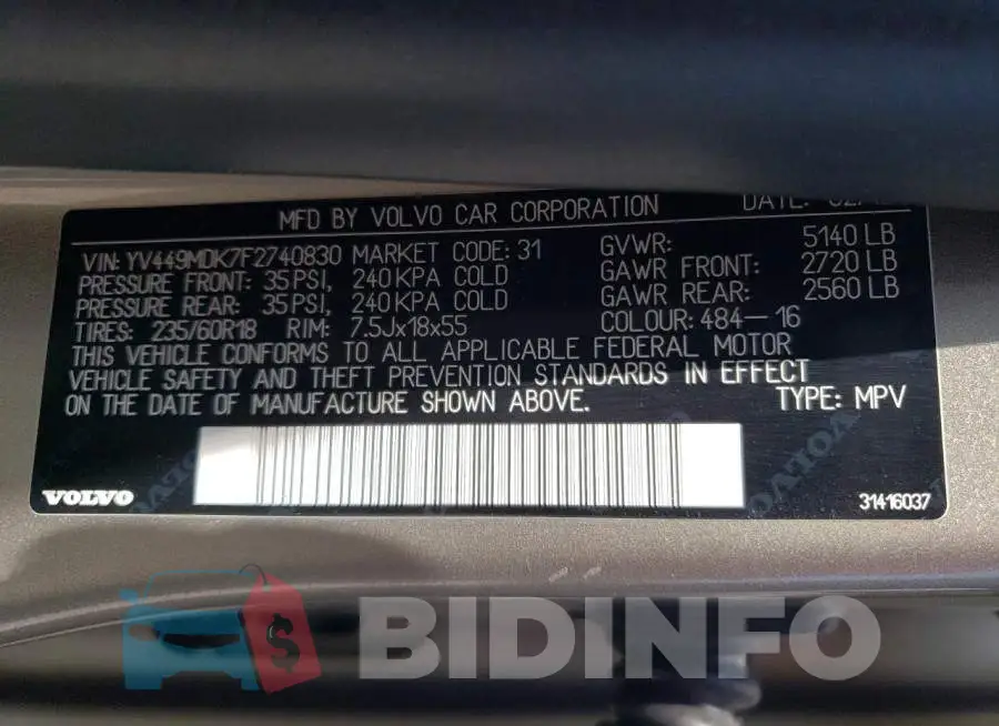 YV449MDK7F2740830 Photo# 13