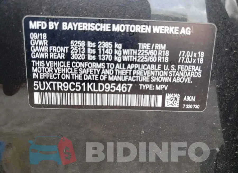 5UXTR9C51KLD95467 Photo# 13