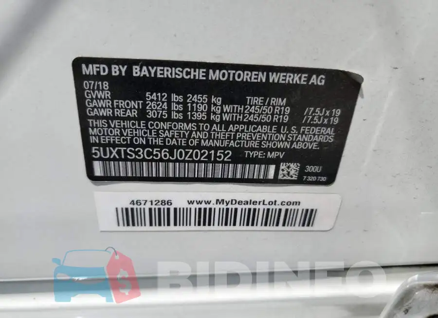 5UXTS3C56J0Z02152 Photo# 13
