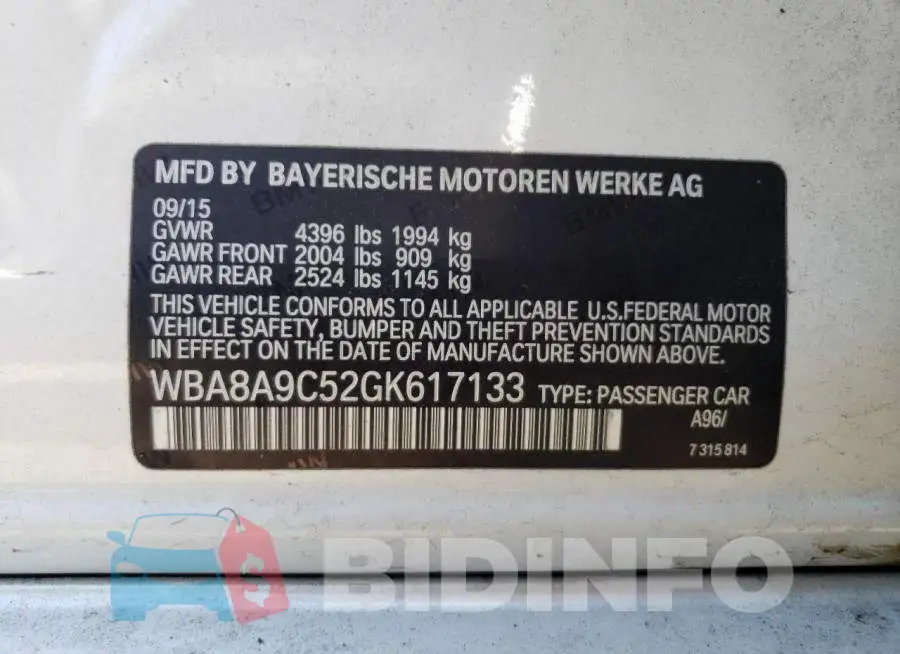WBA8A9C52GK617133 Photo# 12