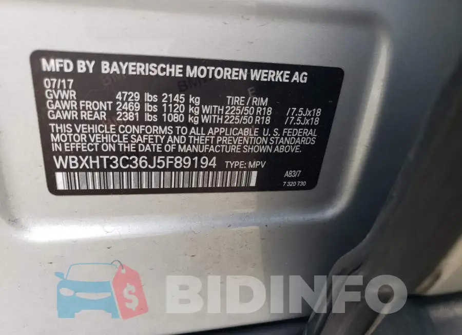 WBXHT3C36J5F89194 Photo# 13