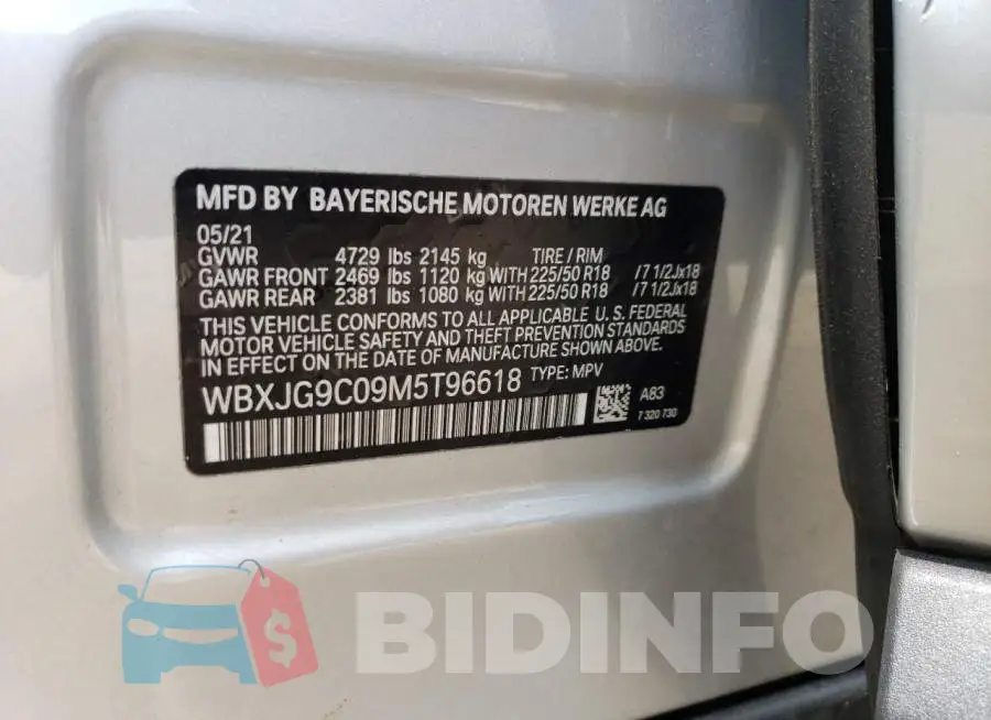 WBXJG9C09M5T96618 Photo# 13