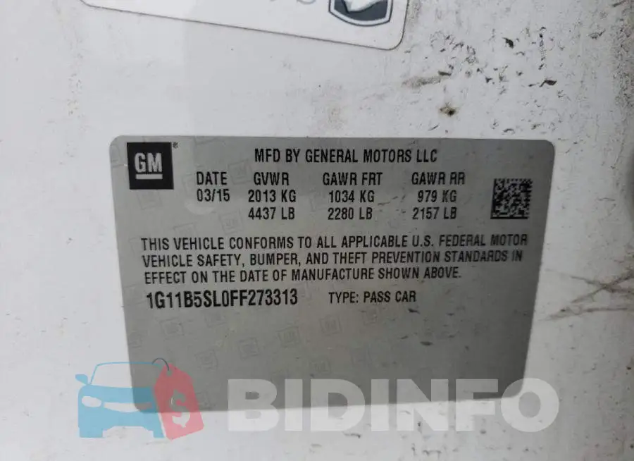 1G11B5SL0FF273313 Photo# 12