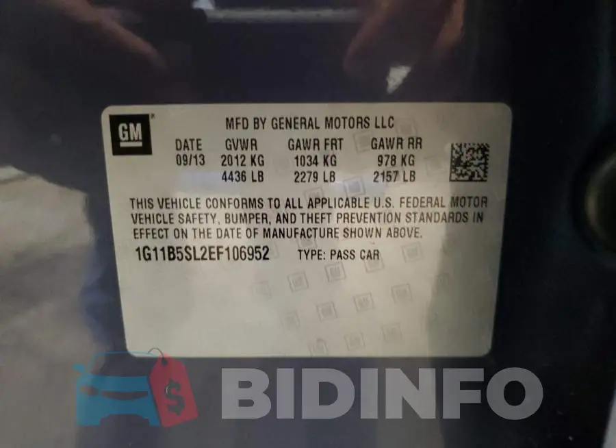 1G11B5SL2EF106952 Photo# 13