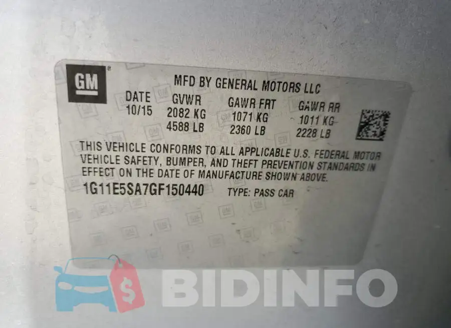 1G11E5SA7GF150440 Photo# 12