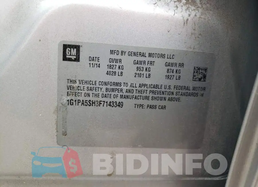 1G1PA5SH3F7143349 Photo# 12