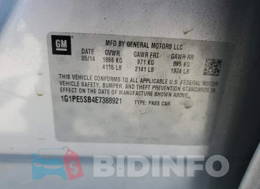 1G1PE5SB4E7388921 Photo# 12