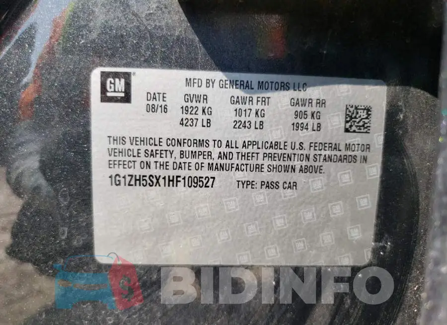 1G1ZH5SX1HF109527 Photo# 13