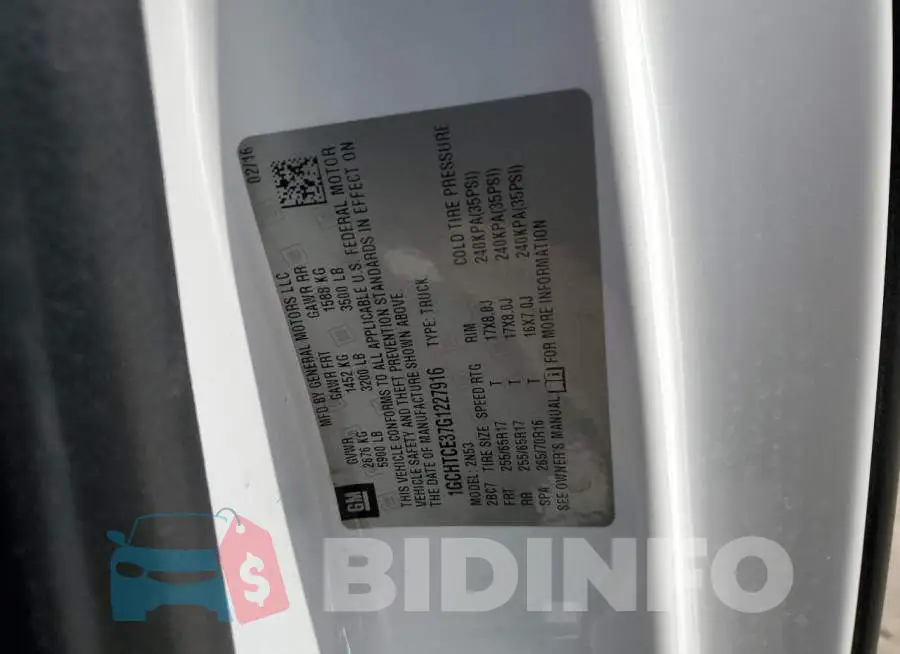 1GCHTCE37G1227916 Photo# 12