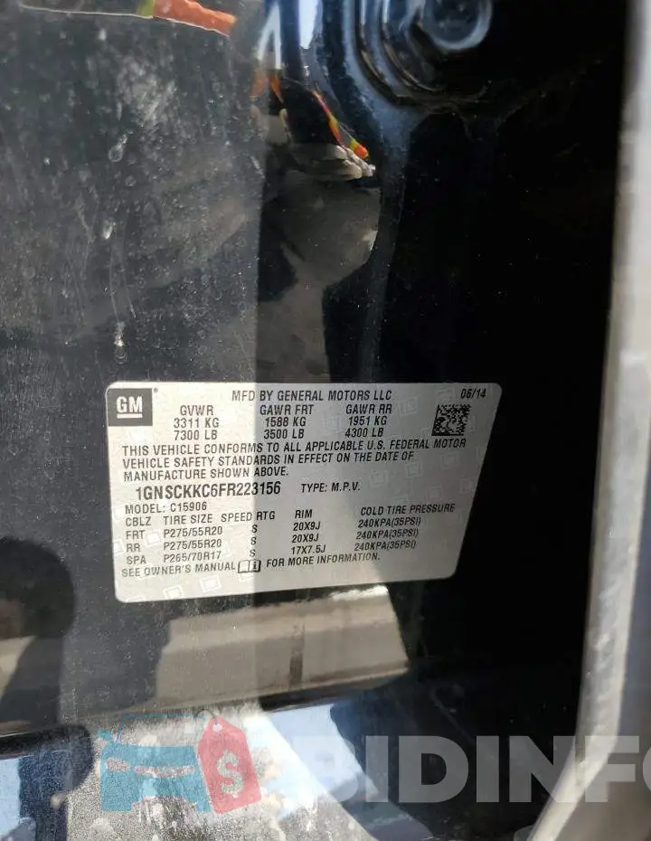 1GNSCKKC6FR223156 Photo# 12