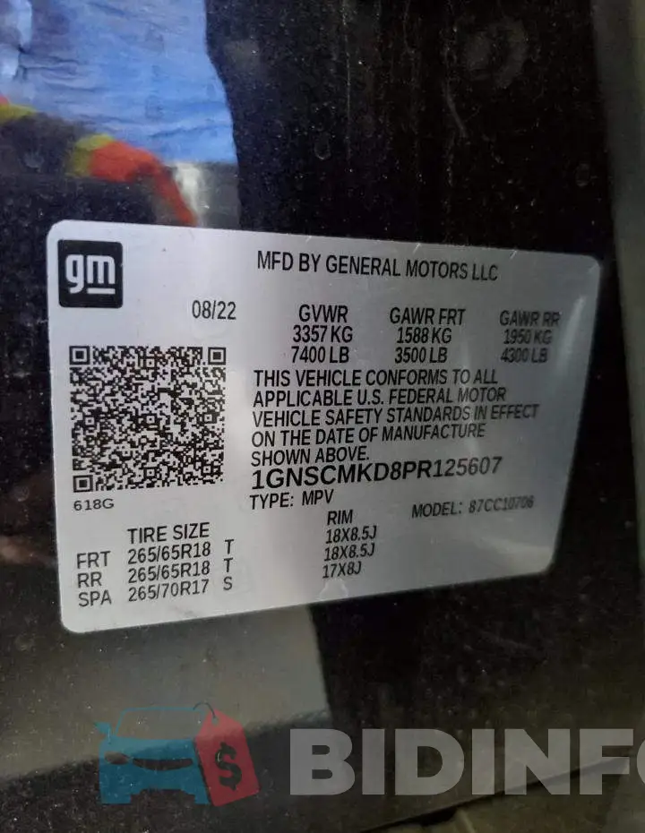 1GNSCMKD8PR125607 Photo# 13