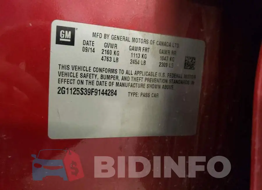 2G1125S39F9144284 Photo# 12