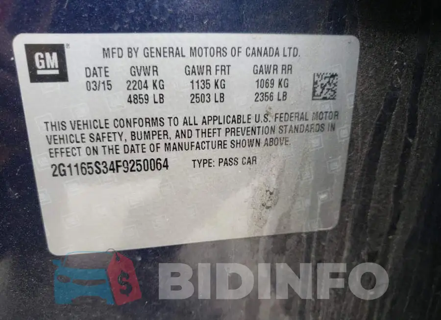 2G1165S34F9250064 Photo# 12