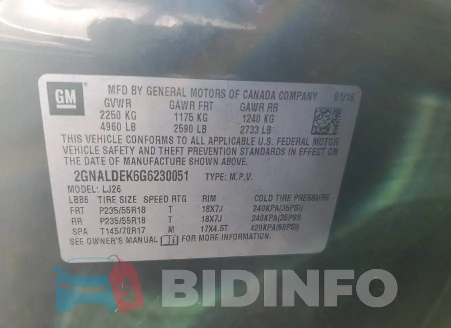 2GNALDEK6G6230051 Photo# 12