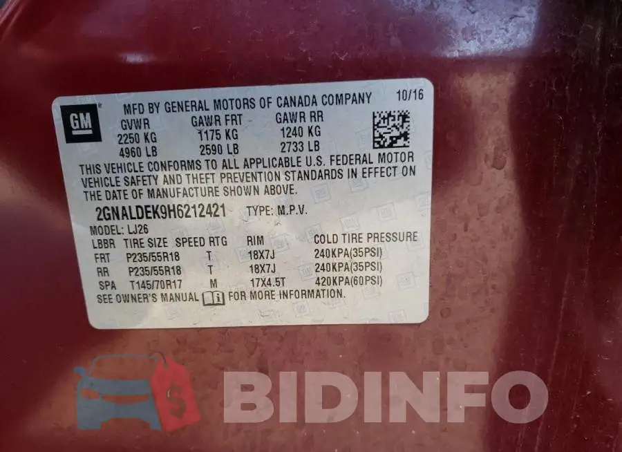 2GNALDEK9H6212421 Photo# 13