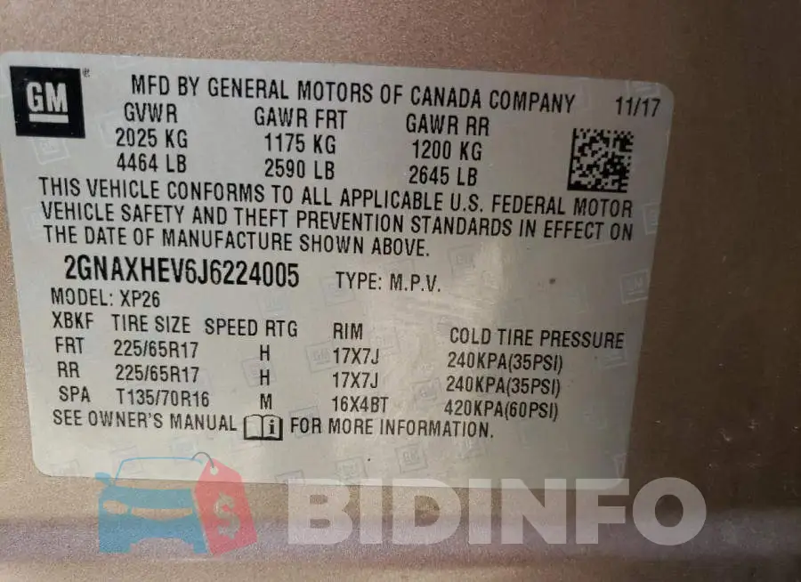 2GNAXHEV6J6224005 Photo# 12