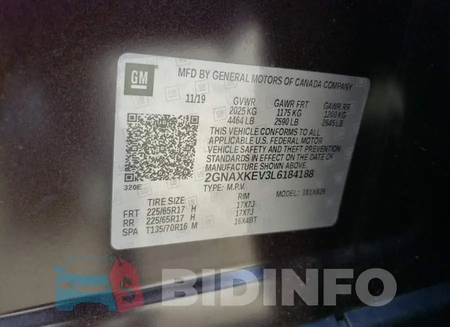 2GNAXKEV3L6184188 Photo# 12