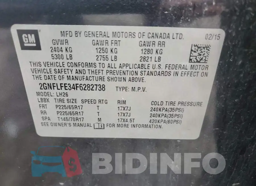 2GNFLFE34F6282738 Photo# 12