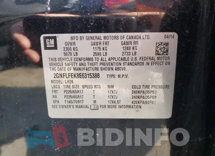 2GNFLFEK8E6315388 Photo# 13