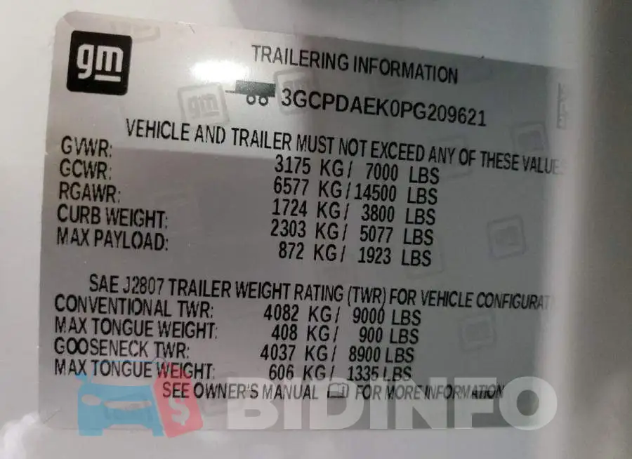 3GCPDAEK0PG209621 Photo# 12