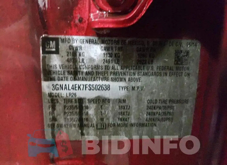 3GNAL4EK7FS502638 Photo# 13