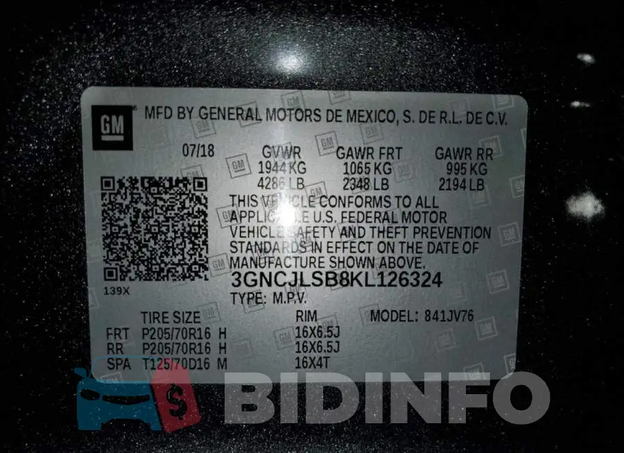 3GNCJLSB8KL126324 Photo# 14