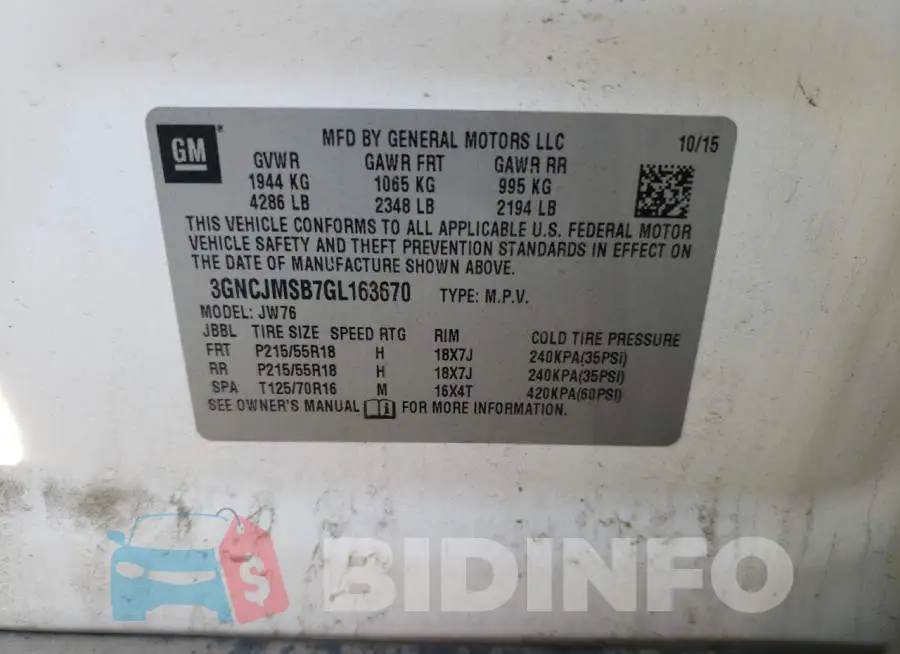 3GNCJMSB7GL163670 Photo# 12