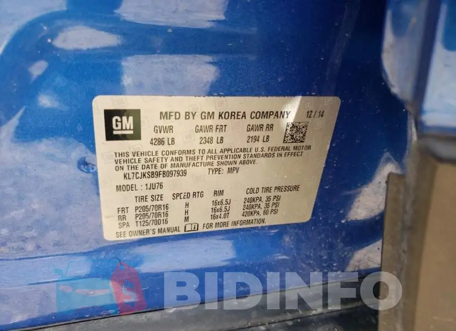 KL7CJKSB9FB097939 Photo# 12