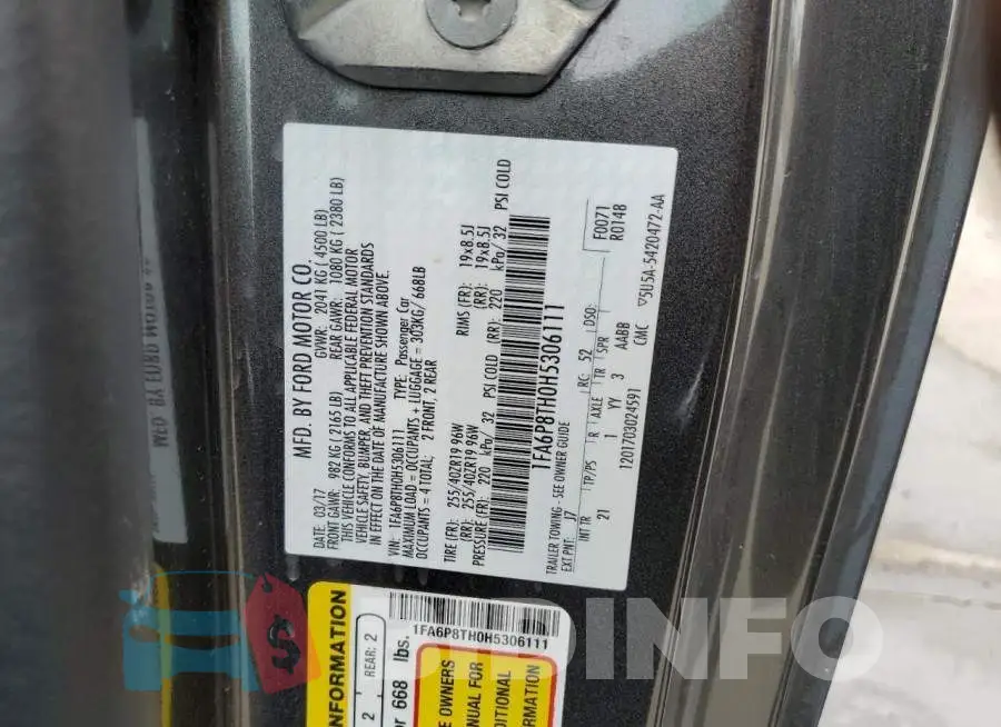 1FA6P8TH0H5306111 Photo# 13