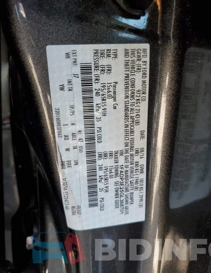 1FADP3E25GL368701 Photo# 12