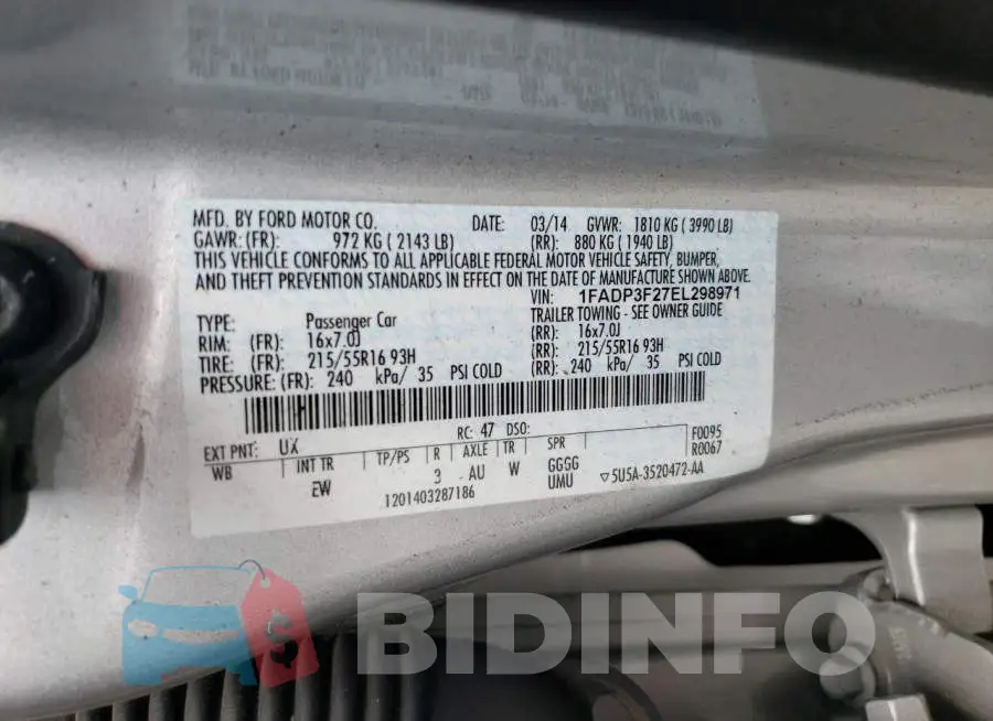 1FADP3F27EL298971 Photo# 12