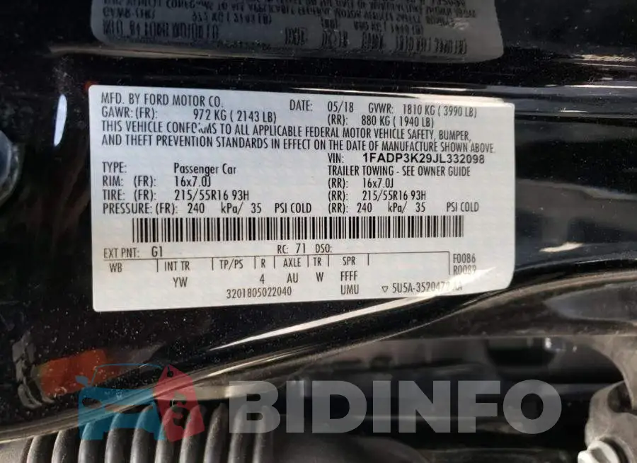 1FADP3K29JL332098 Photo# 12