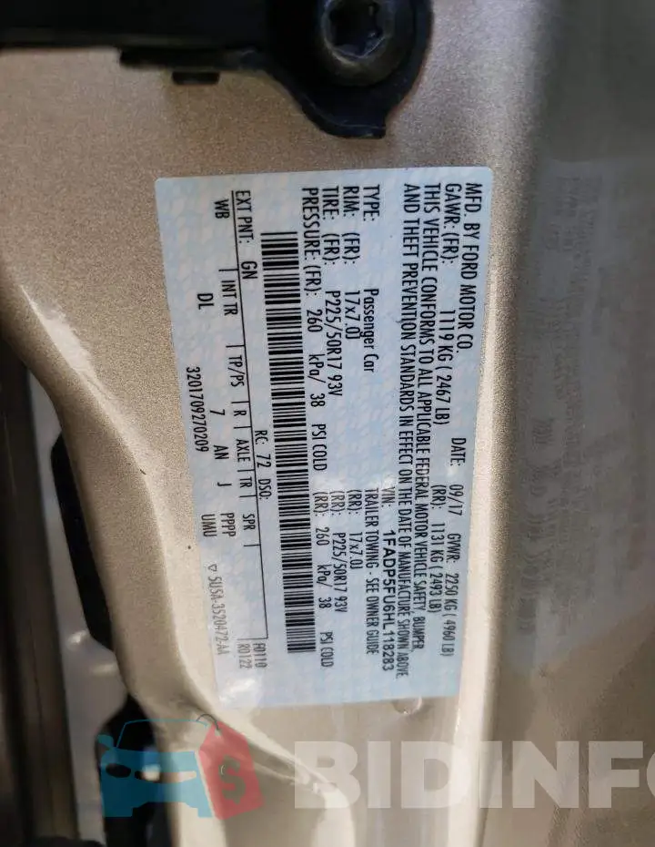 1FADP5FU6HL118283 Photo# 12