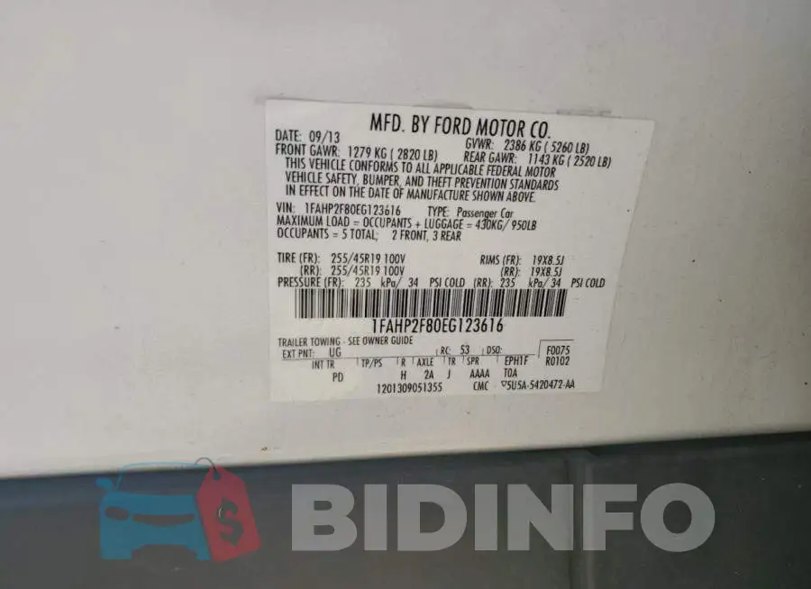 1FAHP2F80EG123616 Photo# 12