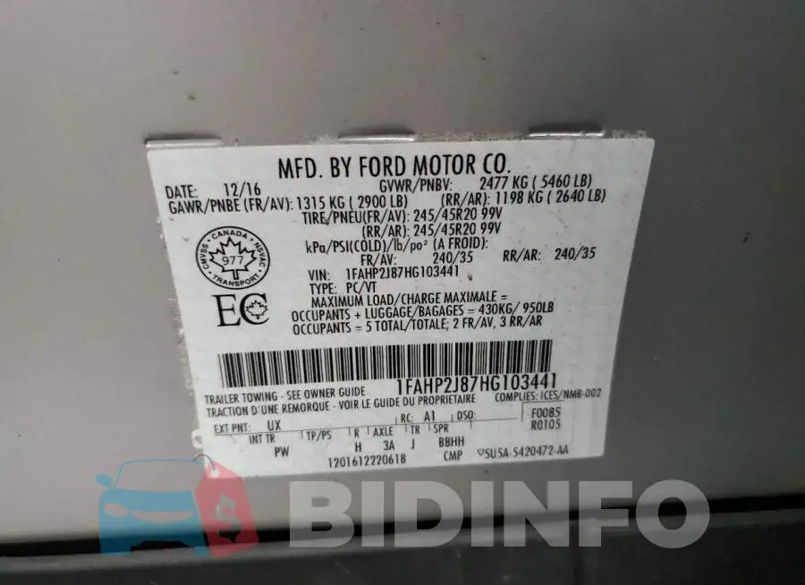 1FAHP2J87HG103441 Photo# 12