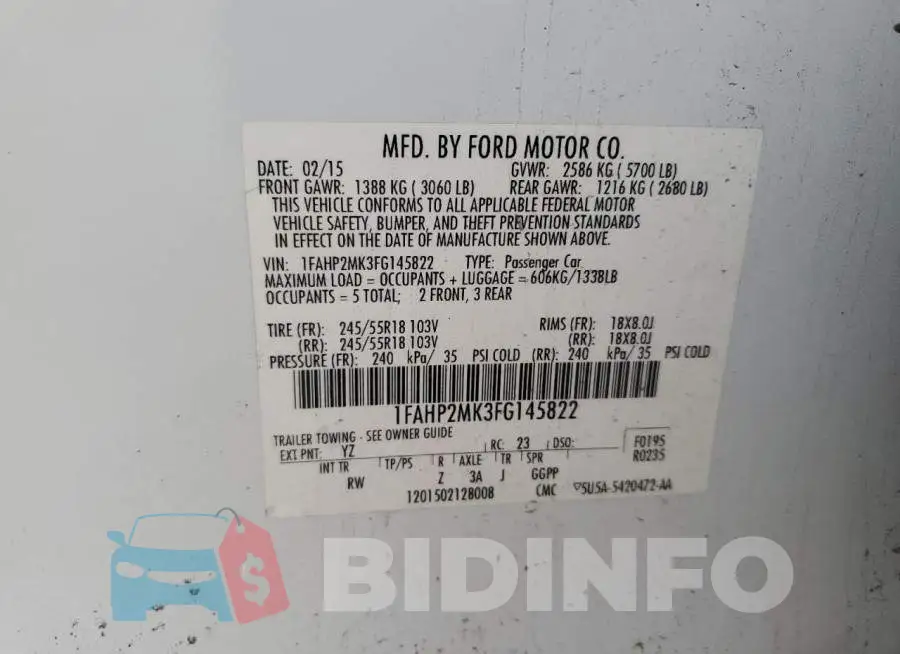 1FAHP2MK3FG145822 Photo# 13