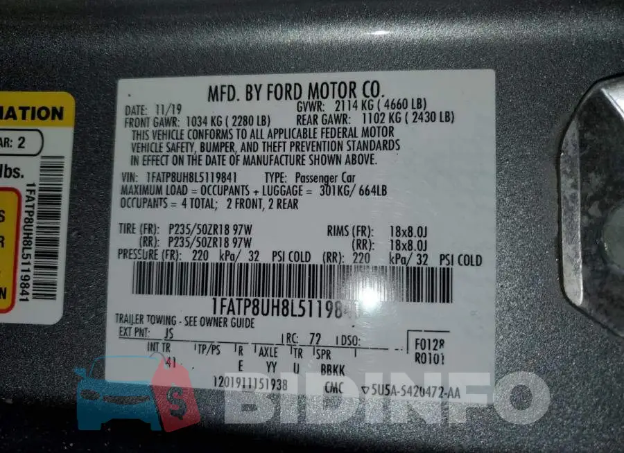 1FATP8UH8L5119841 Photo# 12