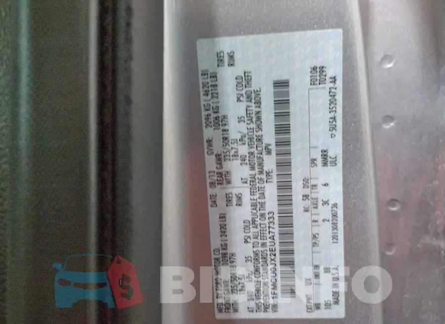 1FMCU0JX2EUA77333 Photo# 13