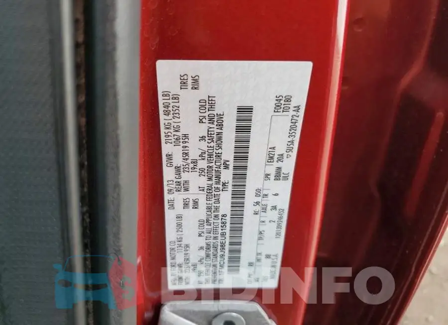 1FMCU9J98EUB15878 Photo# 13
