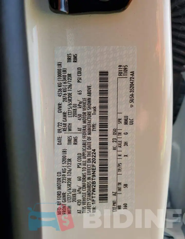 1FT7W2BT9NEF20224 Photo# 12