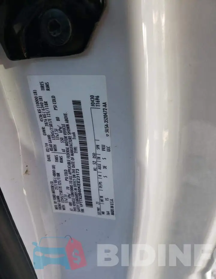1FT7X2B60KEE23173 Photo# 12