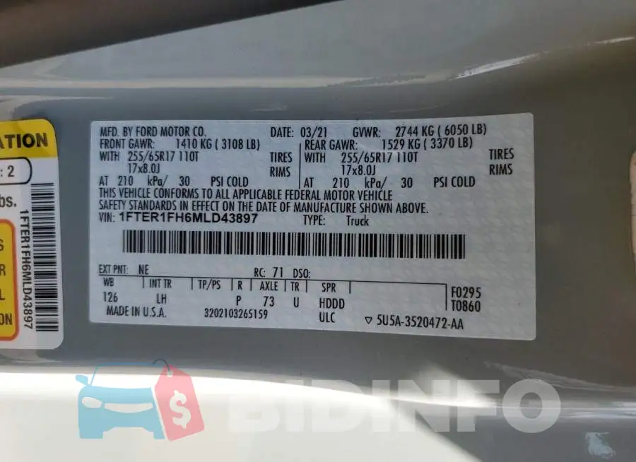 1FTER1FH6MLD43897 Photo# 13