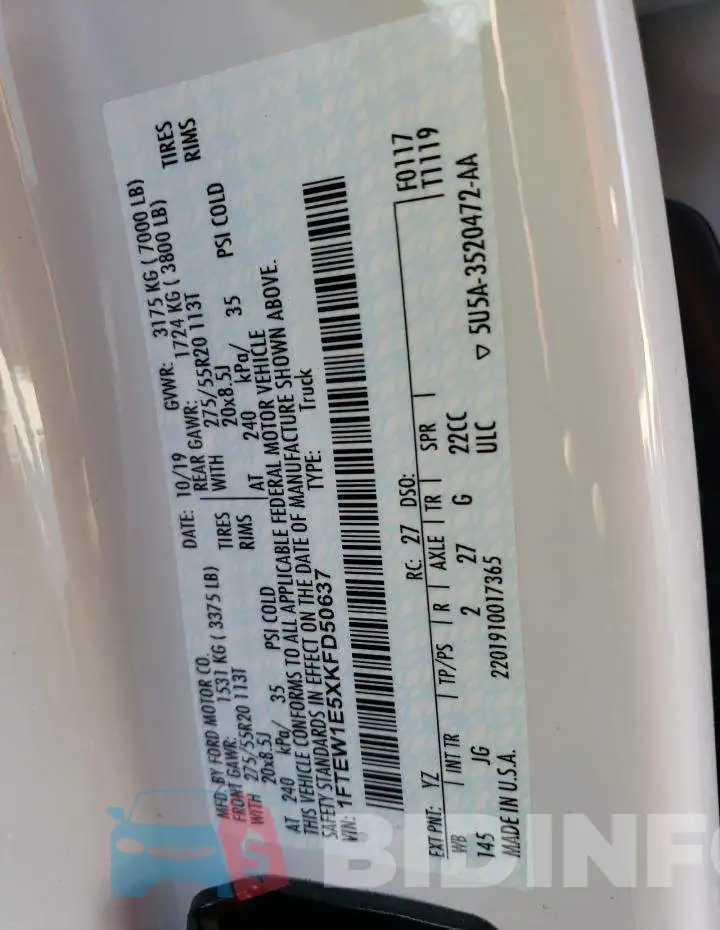 1FTEW1E5XKFD50637 Photo# 12