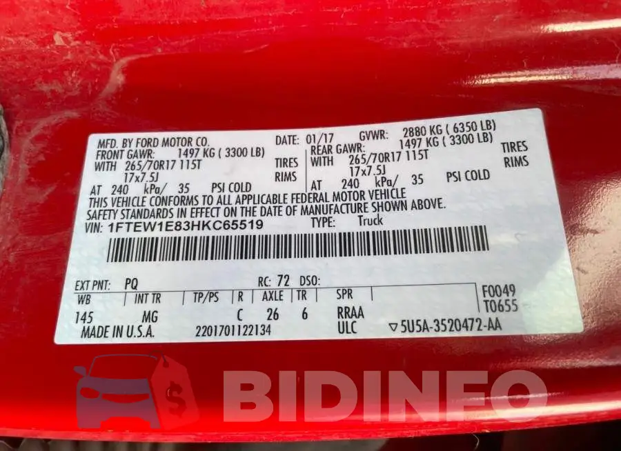 1FTEW1E83HKC65519 Photo# 10