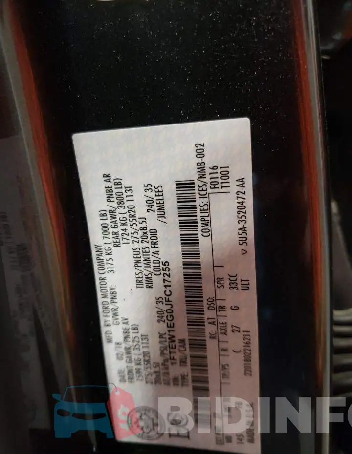 1FTEW1EG0JFC17255 Photo# 12
