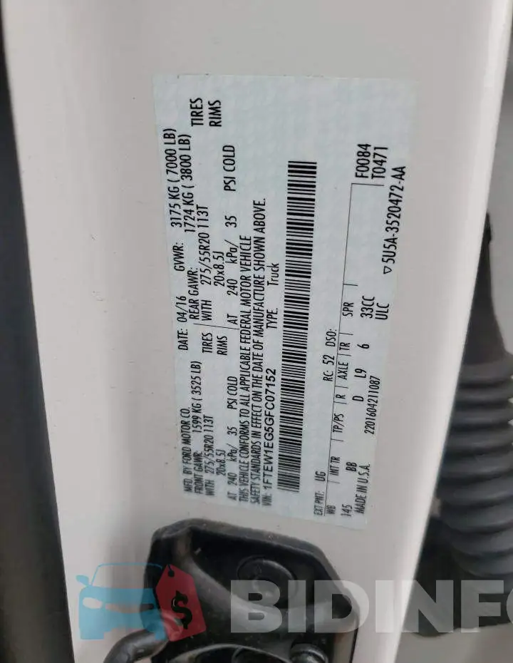 1FTEW1EG5GFC07152 Photo# 12